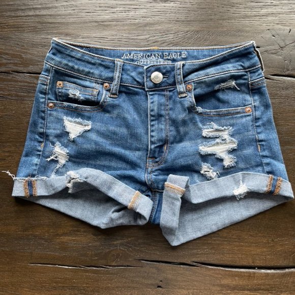 American Eagle Outfitters Pants - American Eagle Hi-Rise Shortie Jean Shorts